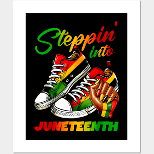 stepping into juneteenth Afro Woman Black Girls shoe men women Posters and Art